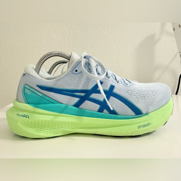 Asics Gel-Kayano 30 Lite-Show.  Men\'s Light Blue & Neon Green Running Sneakers main image 4